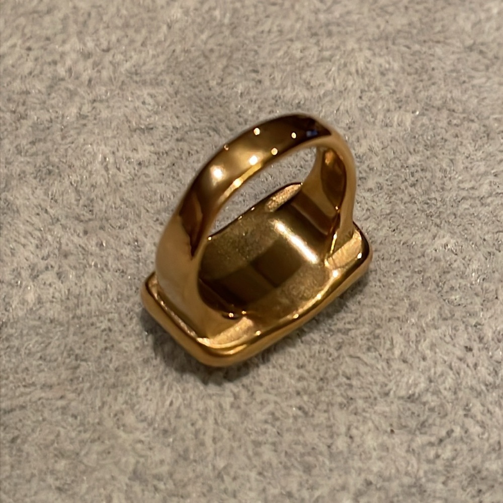 Evil Eye Luxury Tablet Pendant 18 Kt Gold Plated Ring Size 6 - Picture 3 of 6